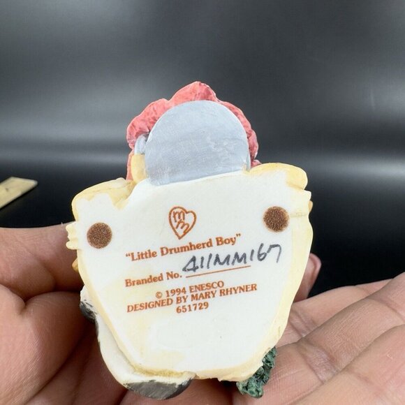 Marys Moo Moos Resin Figurine Enesco 1994 Little Drumherd Boy Whimsical Figure - Picture 6 of 14